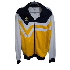 Adidas Originals Chevron Track Jacket-Men's Size L-Yellow/White/Navy Retro Style